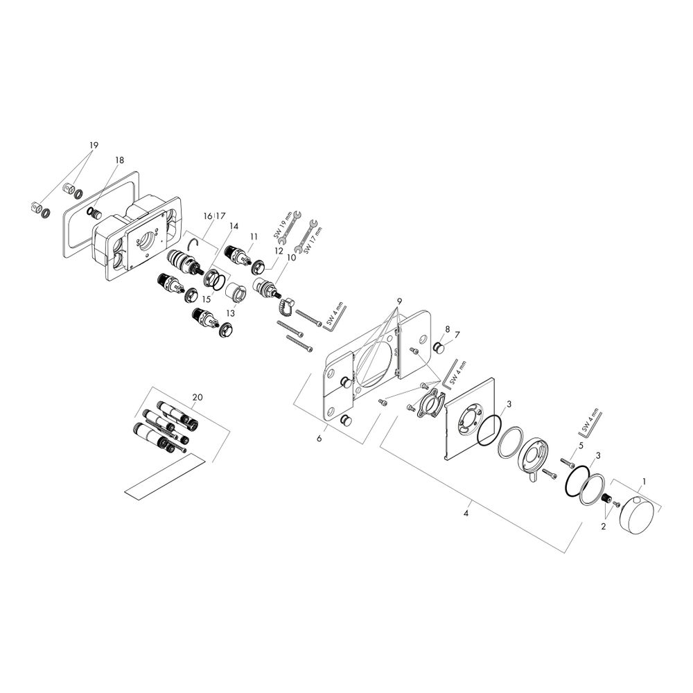 Hansgrohe AXOR One Thermostatmodul Unterputz, 30l/min, für 3 Verbraucher, Polished ... HANSGROHE-45713330 4011097824222 (Abb. 5)