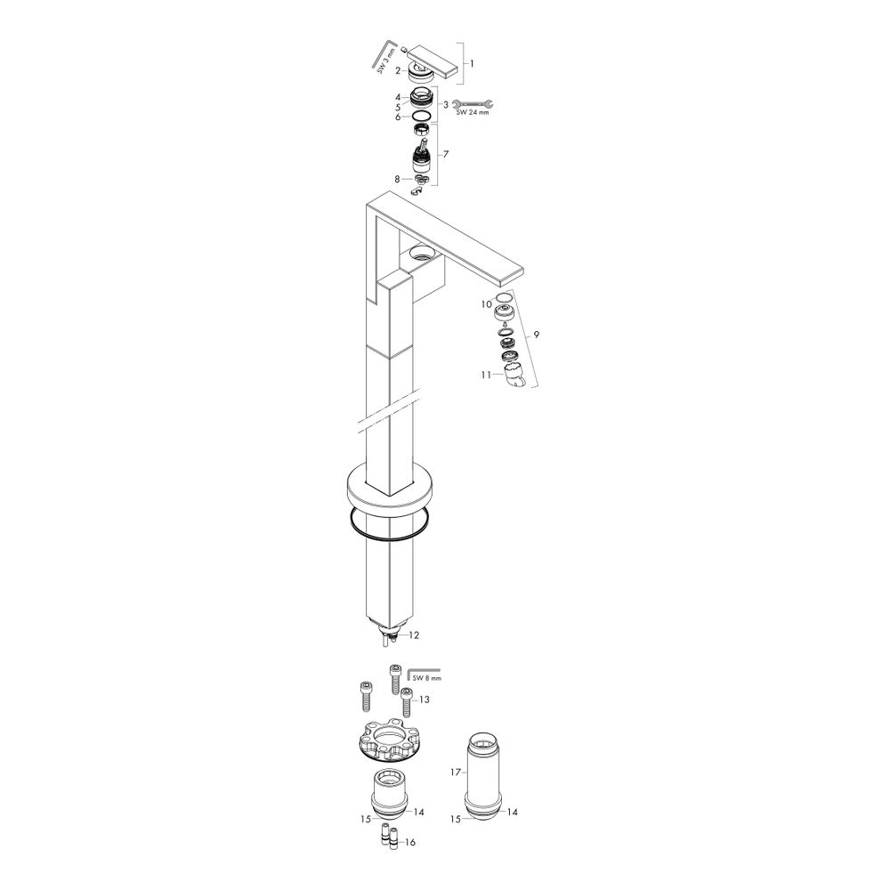 Hansgrohe AXOR Edge Einhebel-Waschtischmischer bodenstehend, 5l/min, Push-Open Abla... HANSGROHE-46041000 4059625149324 (Abb. 2)