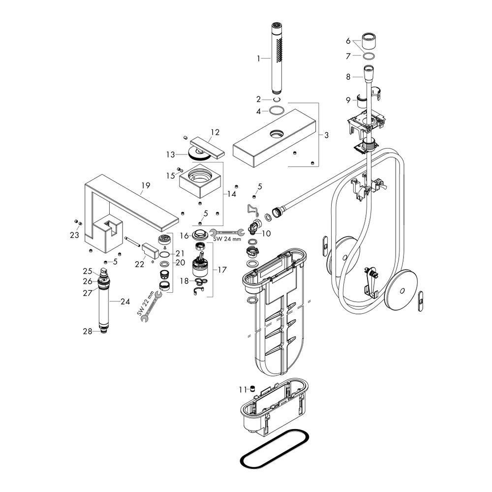 Hansgrohe AXOR Edge 3-Loch Einhebel-Wannenrandmischer, 20l/min, Diamantschliff, Chr... HANSGROHE-46431000 4059625149225 (Abb. 2)