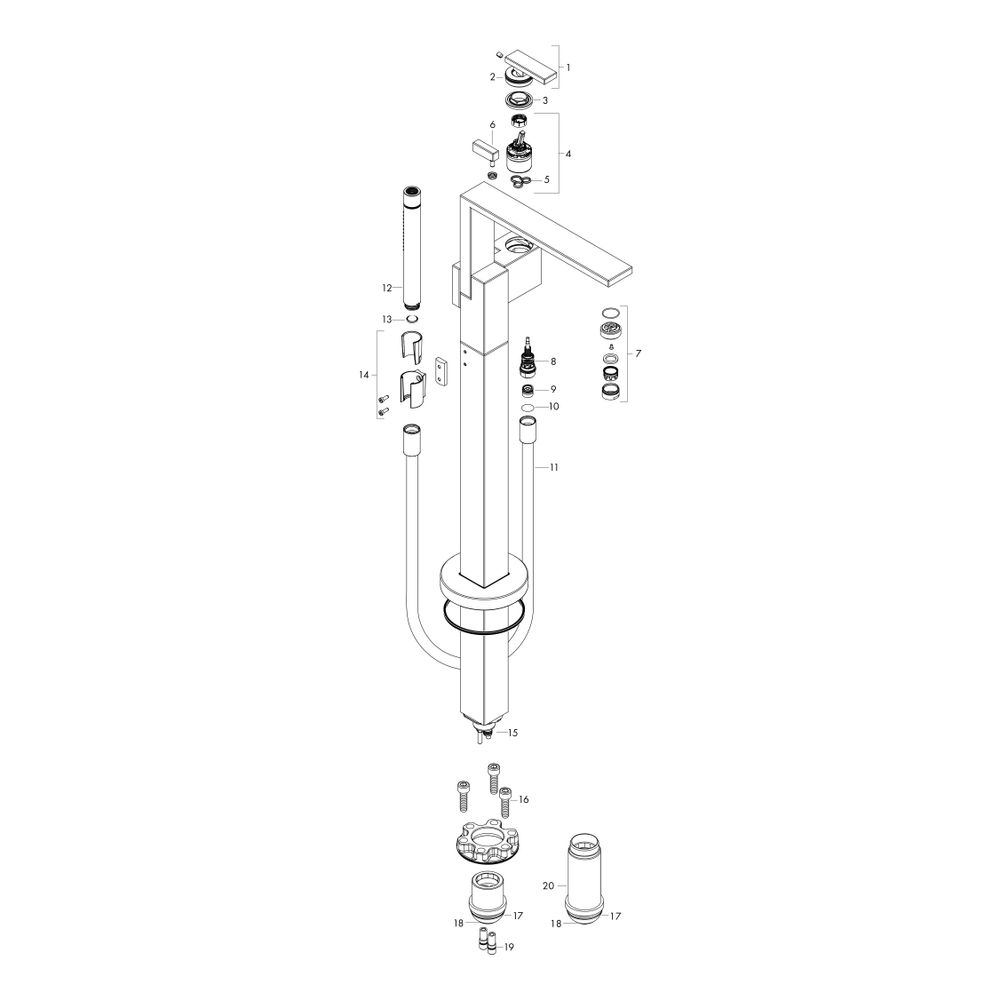 Hansgrohe AXOR Edge Einhebel-Wannenmischer bodenstehend, 23l/min, Diamantschliff, C... HANSGROHE-46441000 4059625149201 (Abb. 2)
