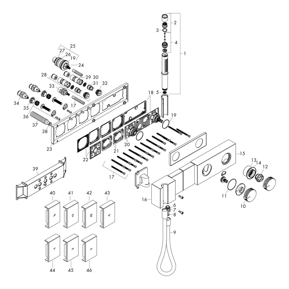 Hansgrohe AXOR Edge Thermostatmodul Select 470x100mm, Unterputz, 35l/min, für 2 Ver... HANSGROHE-46701000 4059625149140 (Abb. 2)