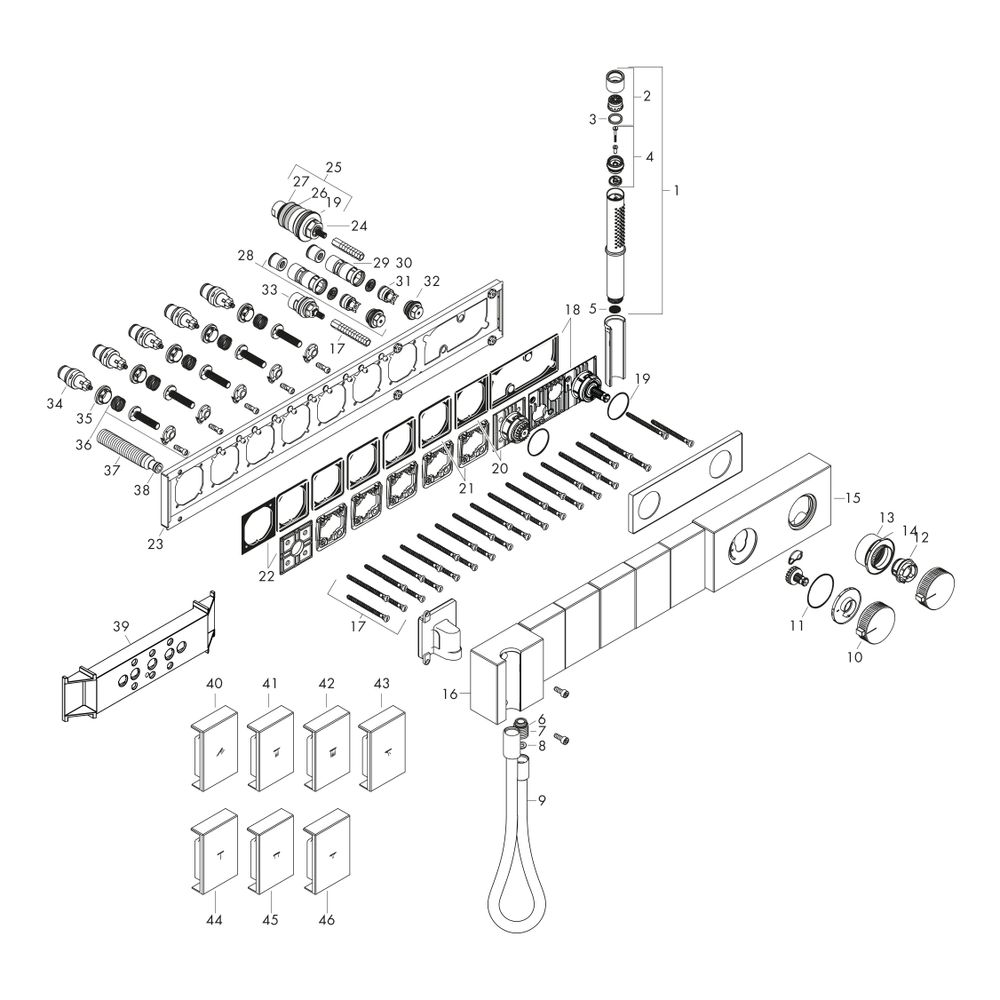 Hansgrohe AXOR Edge Thermostatmodul Select 680x100mm, Unterputz, 38l/min, für 5 Ver... HANSGROHE-46731000 4059625149096 (Abb. 2)