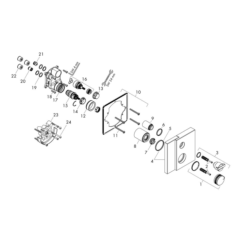Hansgrohe AXOR Edge Thermostat Unterputz, 26l/min, Absperrventil, Diamantschliff, C... HANSGROHE-46751000 4059625149072 (Abb. 2)