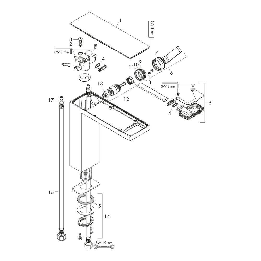 Hansgrohe AXOR MyEdition Einhebel-Waschtischmischer 230mm, 5l/min, für AWT, Push-Op... HANSGROHE-47020000 4059625161388 (Abb. 2)