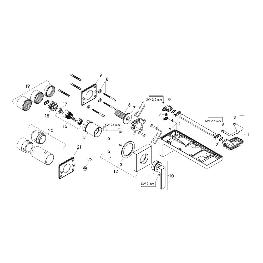 Hansgrohe AXOR MyEdition Einhebel-Waschtischmischer Unterputz, 5l/min, für Wandmon... HANSGROHE-47062000 4059625186145 (Abb. 24)