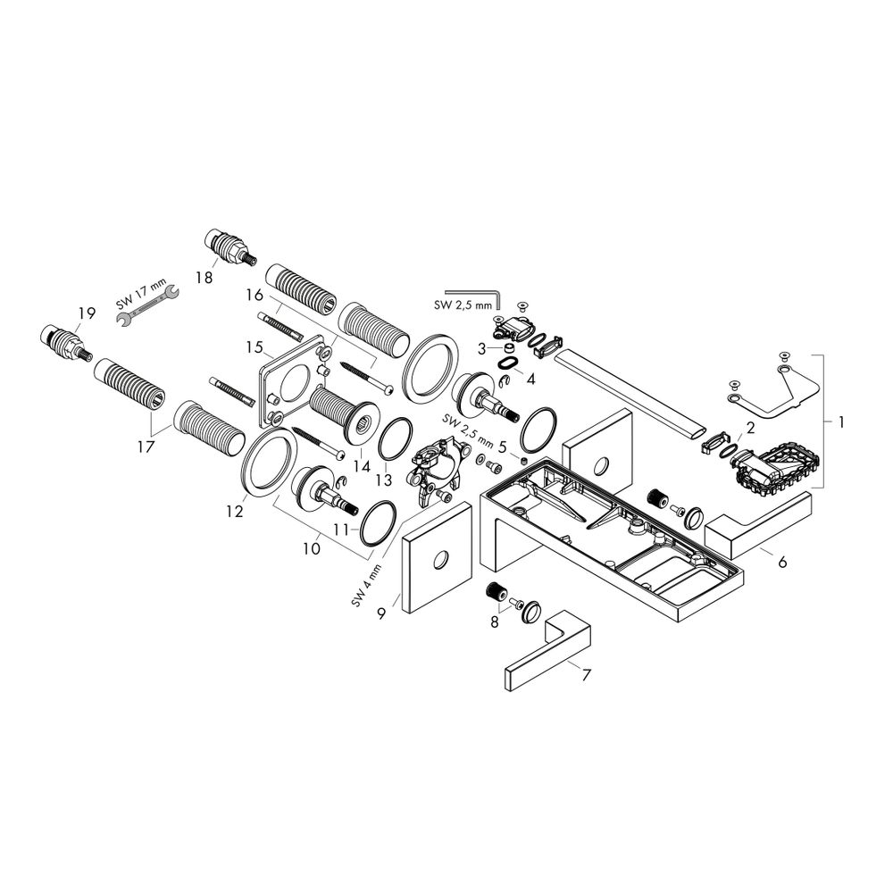 Hansgrohe AXOR MyEdition 3-Loch Waschtischarmatur UP, 5l/min, für Wandmontage, Ausl... HANSGROHE-47082300 4059625502600 (Abb. 2)