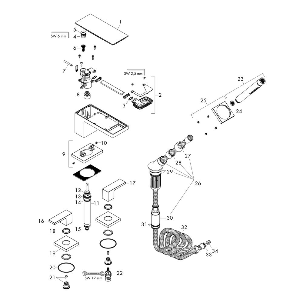 Hansgrohe AXOR MyEdition 4-Loch Wannenrandarmatur, 22l/min, Chrom/Spiegelglas... HANSGROHE-47430000 4059625161289 (Abb. 2)