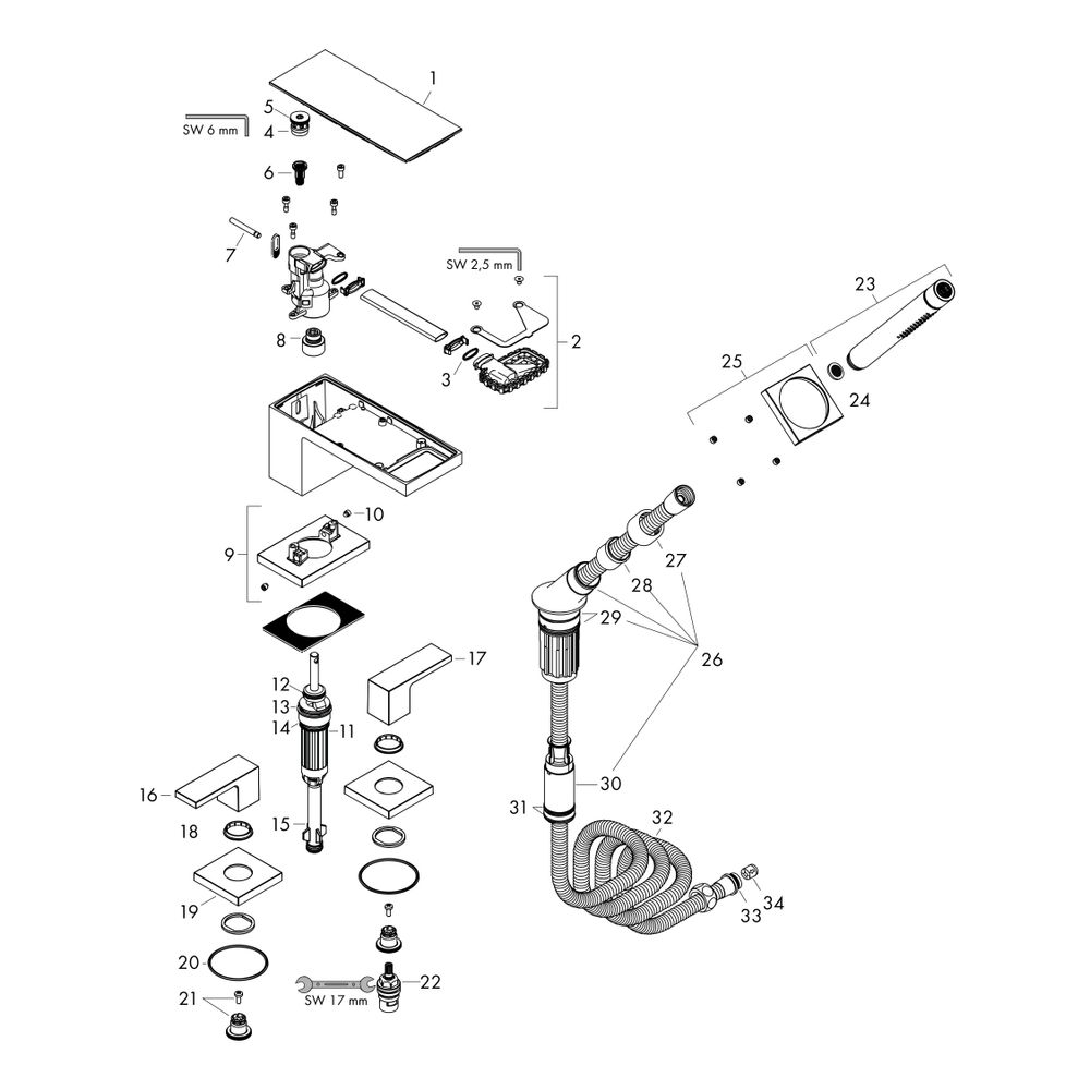 Hansgrohe AXOR MyEdition 4-Loch Wannenrandarmatur, 22l/min, Chrom/Schwarzglas... HANSGROHE-47430600 4059625161432 (Abb. 2)
