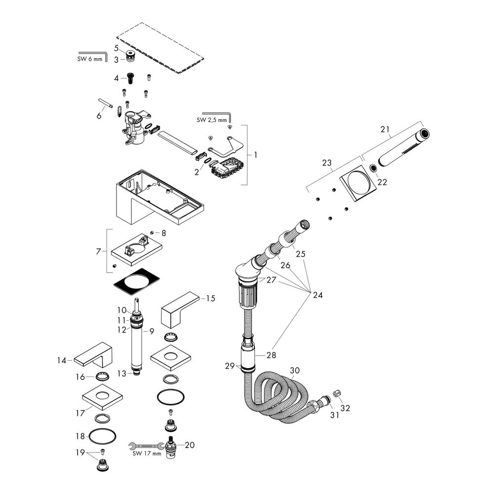 Hansgrohe AXOR MyEdition 4-Loch Wannenrandarmatur, 22l/min, ohne Platte, Chrom... HANSGROHE-47432000 4059625186176 (Abb. 24)