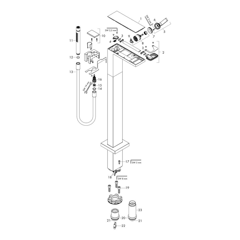Hansgrohe AXOR MyEdition Einhebel-Wannenmischer bodenstehend, 20l/min, Chrom/Schwar... HANSGROHE-47440600 4059625161425 (Abb. 2)