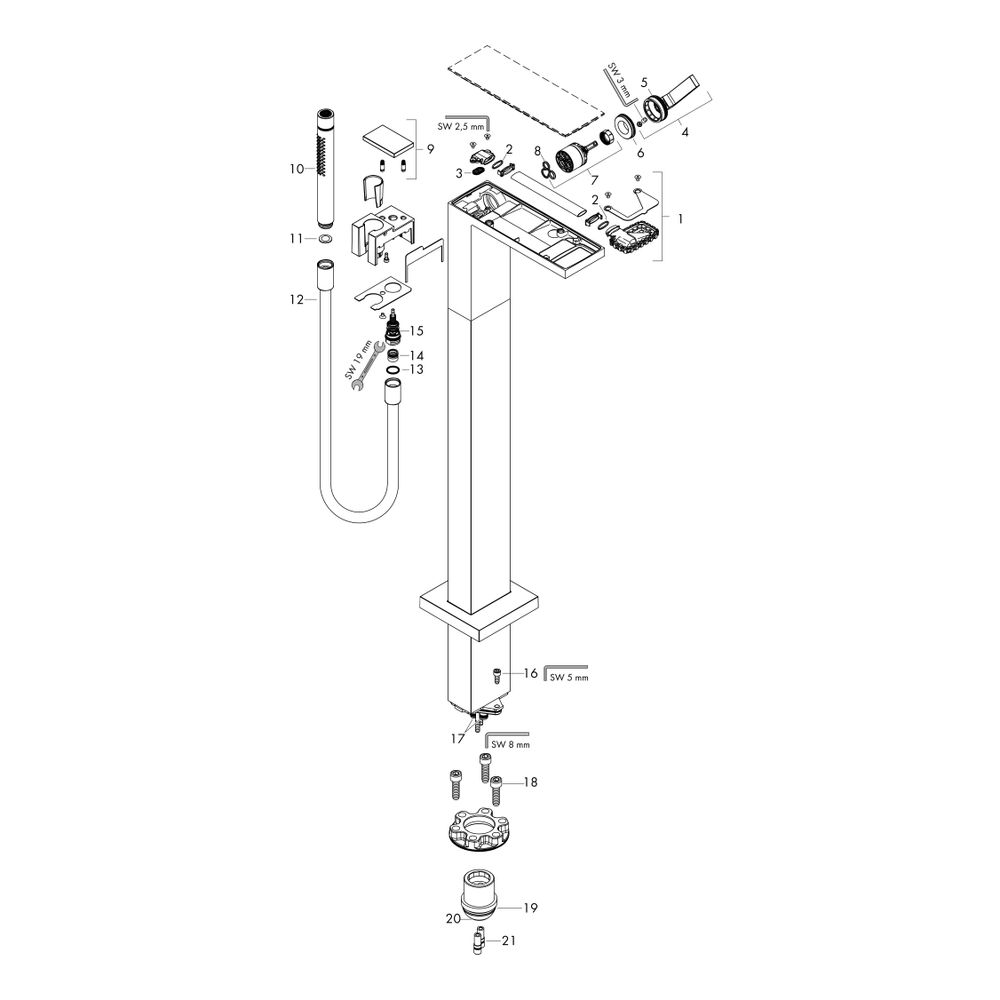 Hansgrohe AXOR MyEdition Einhebel-Wannenmischer bodenstehend, 20l/min, ohne Platte... HANSGROHE-47442000 4059625186183 (Abb. 24)