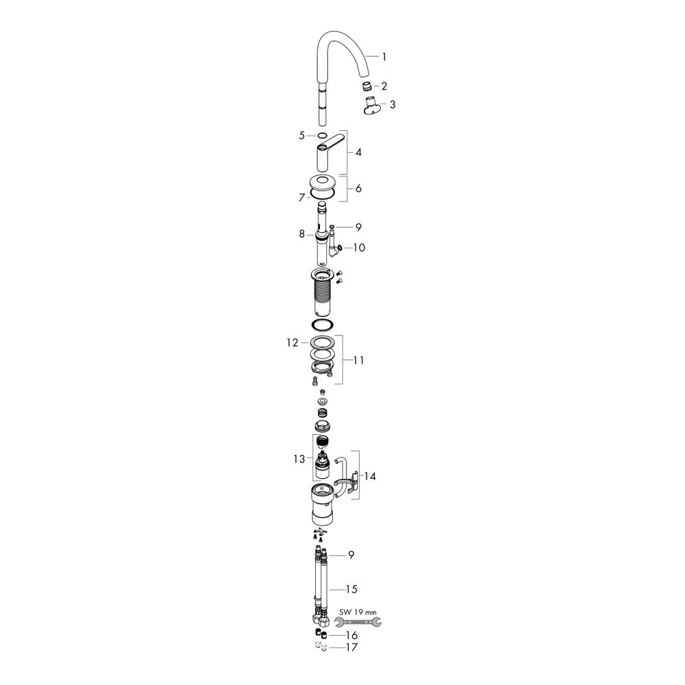Hansgrohe AXOR One Waschtischmischer Select 260 für Aufsatzwaschtische, Push-Open A... HANSGROHE-48030300 4059625369227 (Abb. 2)