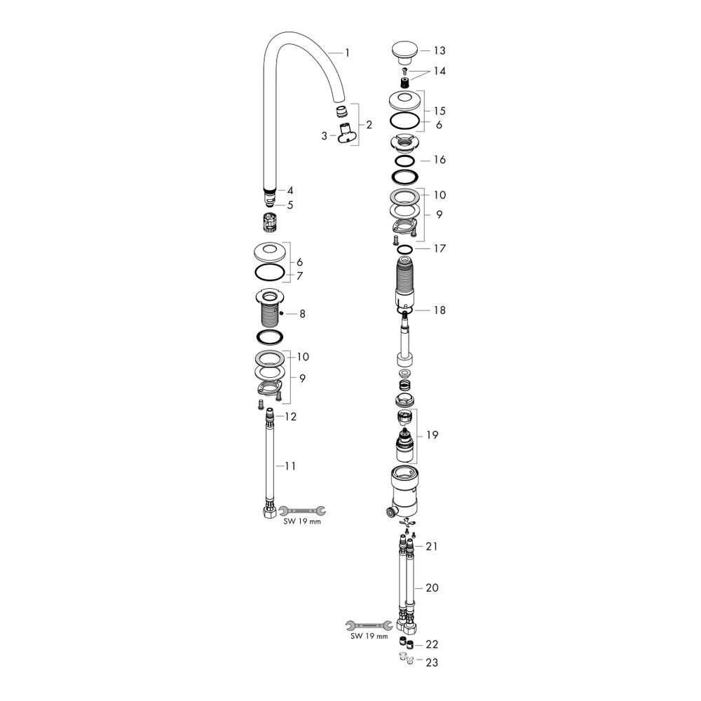 Hansgrohe AXOR One 2-Loch Waschtischmischer Select 260mm, 5l/min, Push-Open Ablaufg... HANSGROHE-48060000 4059625331187 (Abb. 2)