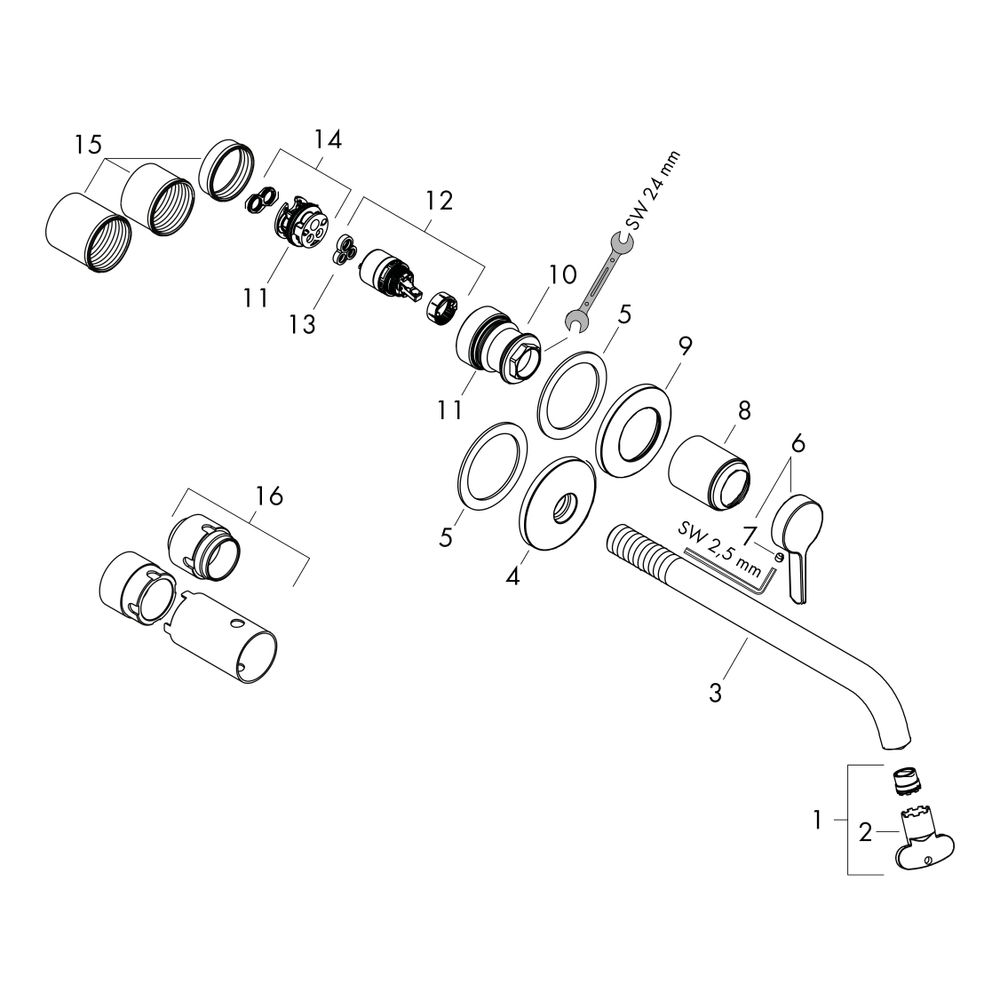 Hansgrohe AXOR One Einhebel-Waschtischmischer Unterputz, 5l/min, für Wandmontage, H... HANSGROHE-48120140 4059625372036 (Abb. 2)