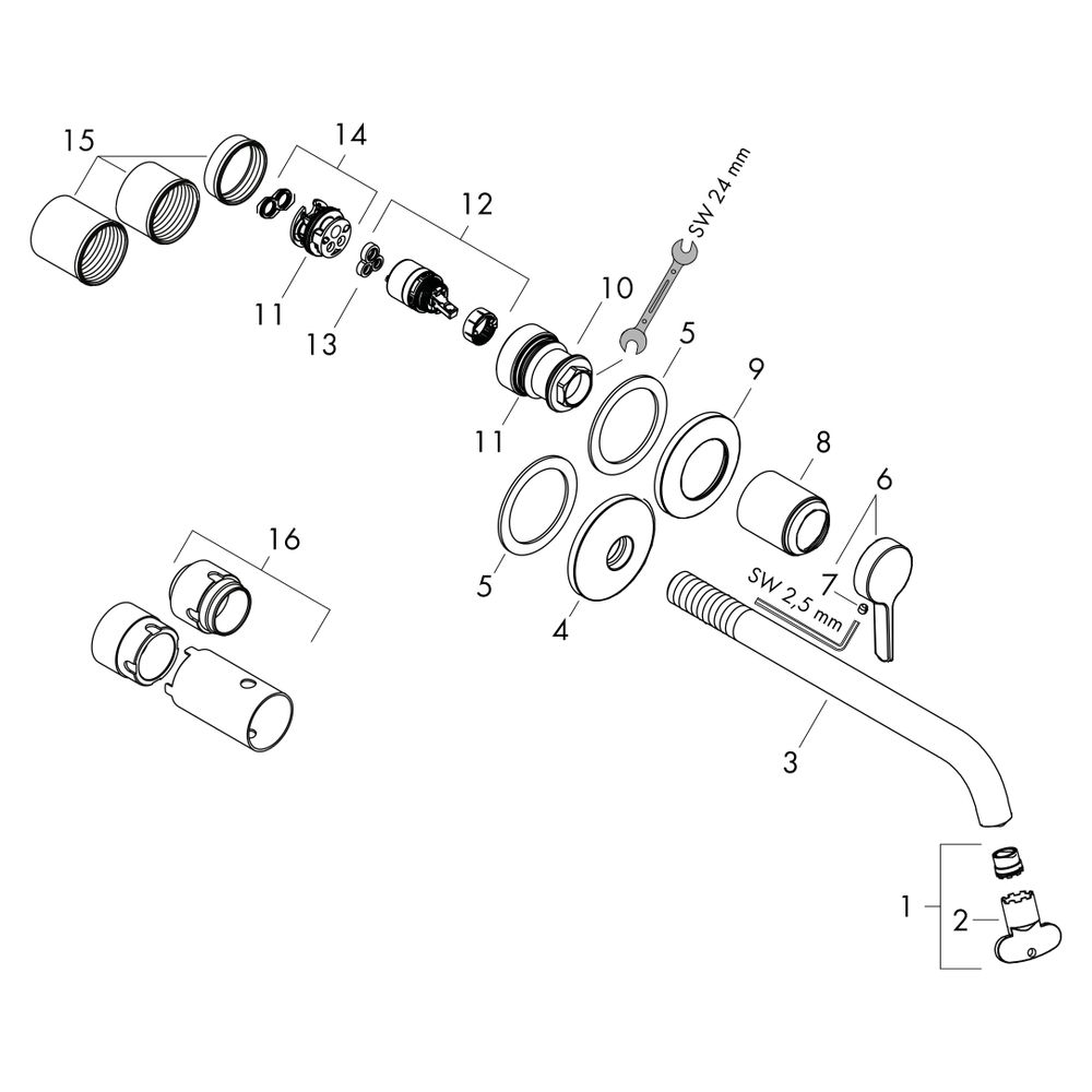 Hansgrohe AXOR One Einhebel-Waschtischmischer Unterputz, 5l/min, für Wandmontage, H... HANSGROHE-48170300 4059625746585 (Abb. 4)