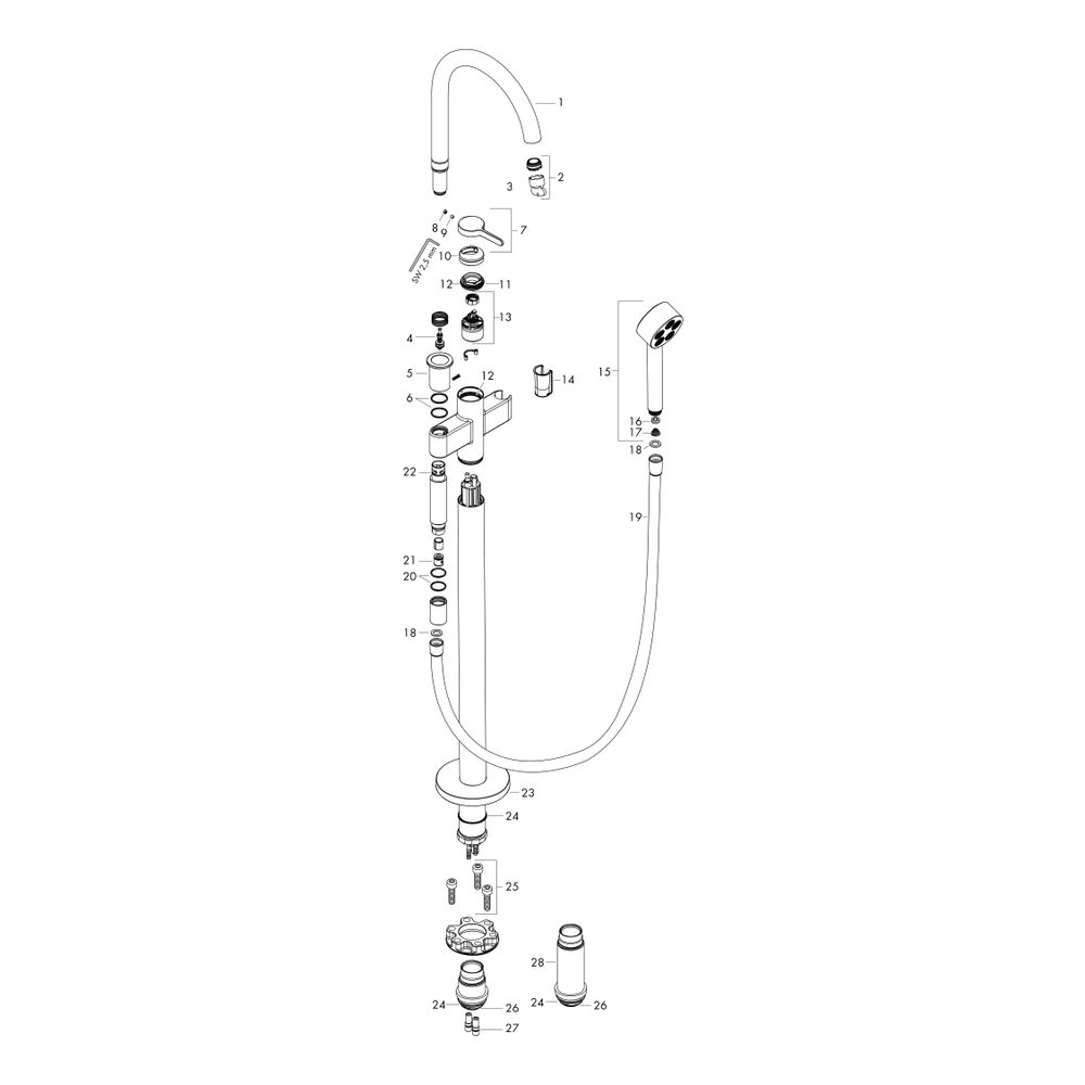 Hansgrohe AXOR One Einhebel-Wannenmischer bodenstehend, 21,5l/min, Mattschwarz... HANSGROHE-48440670 4059625330883 (Abb. 2)