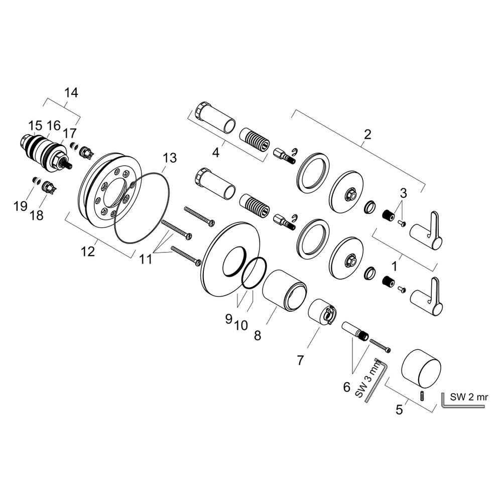 Hansgrohe AXOR One Thermostatmodul Unterputz, DN 20, für 2 Verbraucher, Hebelgriff,... HANSGROHE-48722140 4059625753095 (Abb. 4)