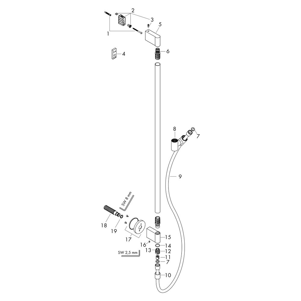 Hansgrohe AXOR One Brausestange 90cm, Wandanschluss, Brauseschlauch 160cm, Polished... HANSGROHE-48792300 4059625370476 (Abb. 4)