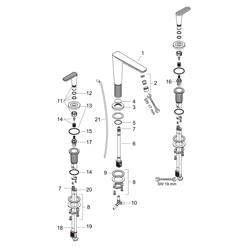 Hansgrohe AXOR Citterio C 3-Loch Waschtischarmatur 125, DN 15, Zugstangen-Ablaufgar... HANSGROHE-49061250 4059625571484 (Abb. 4)