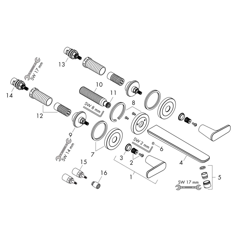 Hansgrohe AXOR Waschtischarmatur Citterio C 3-Loch UP, Wandmontage, Auslauf 195mm, ... HANSGROHE-49071300 4059625571941 (Abb. 4)