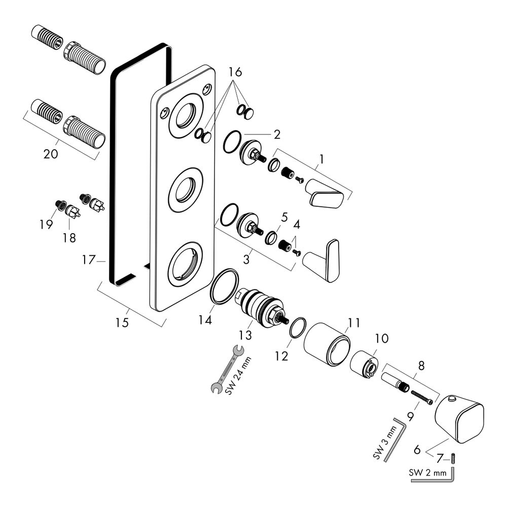 Hansgrohe AXOR Citterio C Thermostatmodul 380x120mm, UP DN 20, Platte für 2 Verbrau... HANSGROHE-49700000 4059625559857 (Abb. 2)