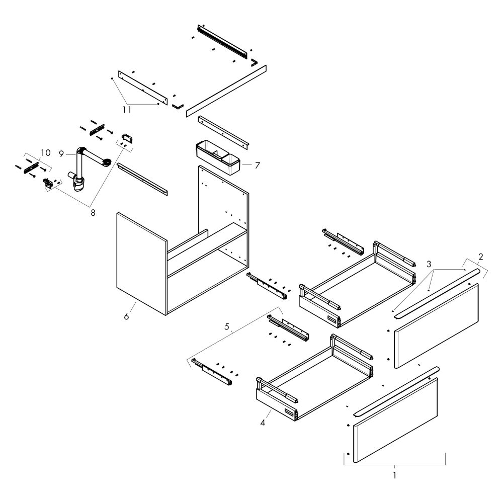 Hansgrohe Xelu Q Waschtischunterschrank Weiß Hochglanz 580x475mm, 2 SK für Waschtis... HANSGROHE-54023670 4059625455159 (Abb. 2)