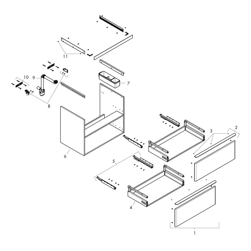 Hansgrohe Xelu Q Waschtischunterschrank Nussbaum Dunkel 980x475mm, Griff Mattweiß m... HANSGROHE-54034700 4059625455814 (Abb. 2)