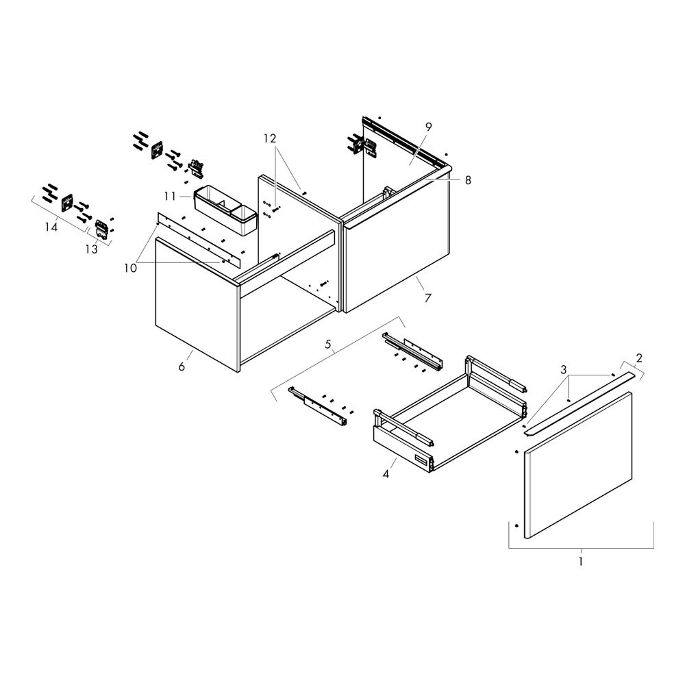 hansgrohe Xelu Q Waschtischunterschrank Weiß Hochglanz 1360x550mm, Griff Mattschwar... HANSGROHE-54066670 4059625456361 (Abb. 2)