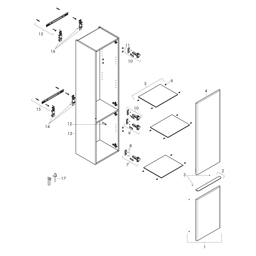 Hansgrohe Xelu Q Hochschrank Diamantgrau Matt 400x350mm, Türanschlag links, Griff M... HANSGROHE-54136670 4059625458297 (Abb. 2)