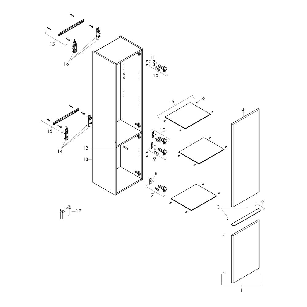 Hansgrohe Xelu Q Hochschrank Nussbaum Dunkel 400x350mm, Griff Mattweiß, Türanschlag... HANSGROHE-54142700 4059625458501 (Abb. 2)