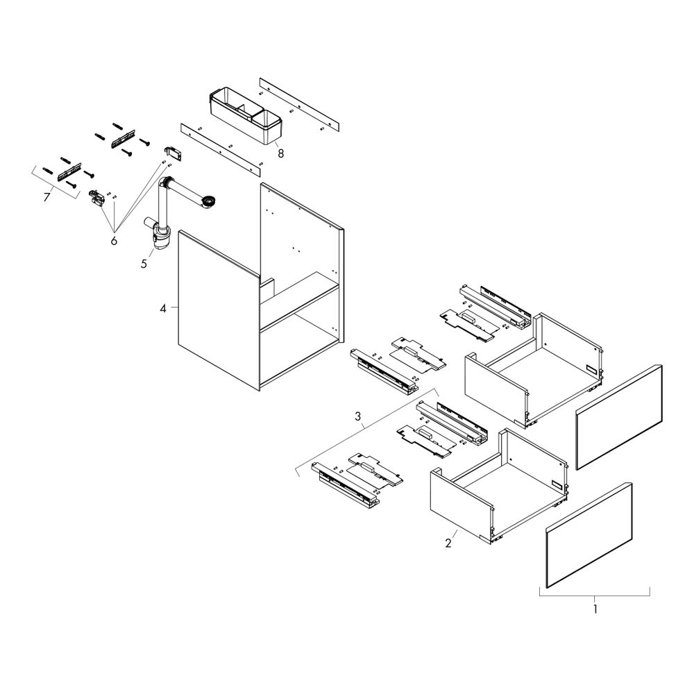 Hansgrohe Xevolos E Waschtischunterschrank Schiefergrau Matt 480x475mm, 2 SK für HW... HANSGROHE-54174390 4059625485101 (Abb. 2)