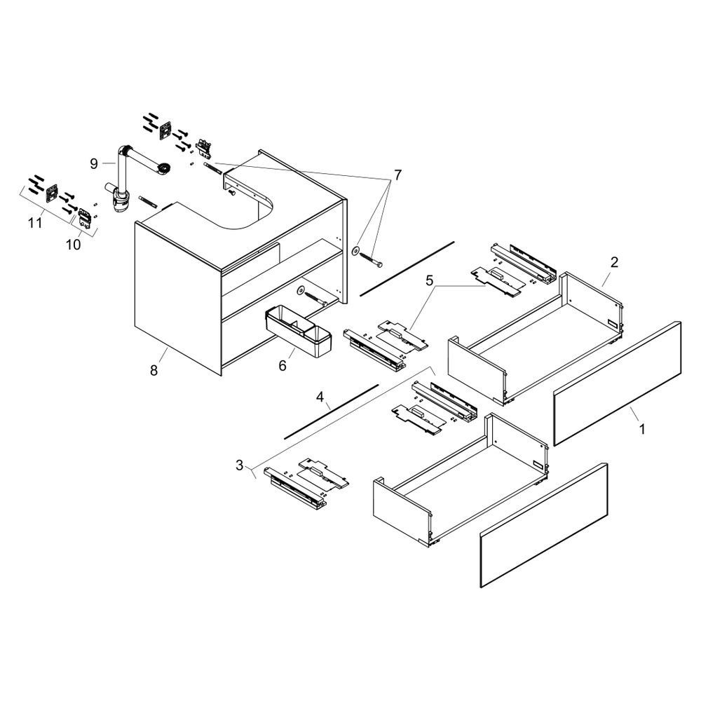Hansgrohe Xevolos E Waschtischunterschrank Mattweiß 1180x550mm, 2 SK für Konsole, A... HANSGROHE-54193660 4059625634363 (Abb. 4)