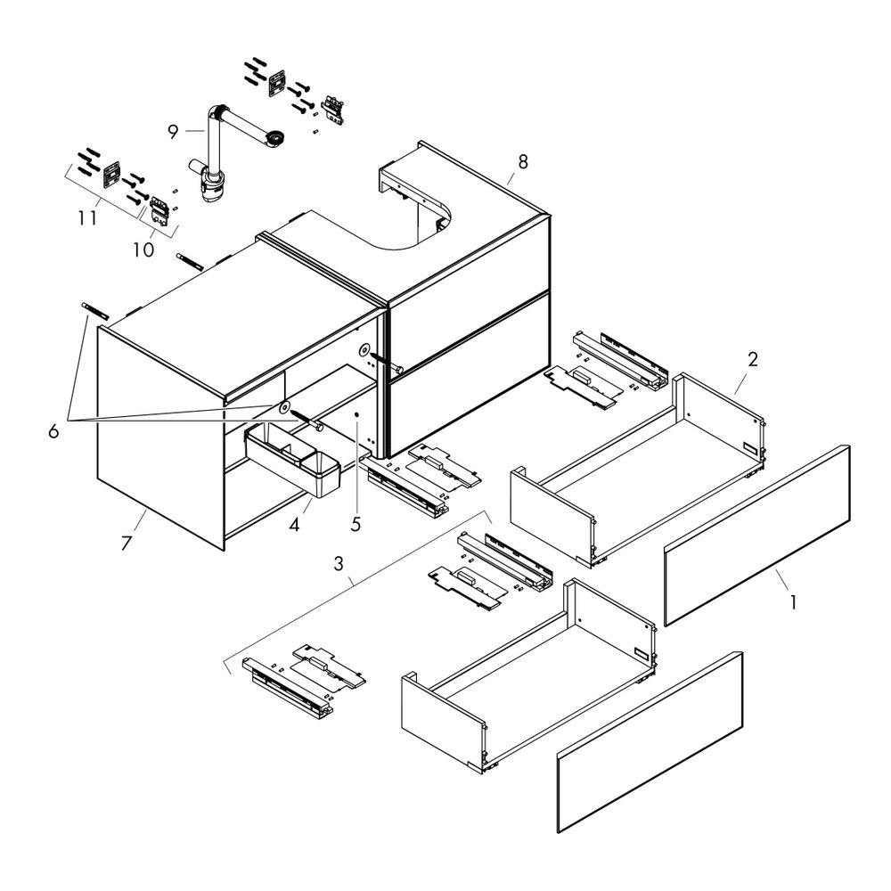 hansgrohe Xevolos E Waschtischunterschrank, Set Mattweiß 1370x550mm Front Weiß Meta... HANSGROHE-54239320 4059625486634 (Abb. 2)