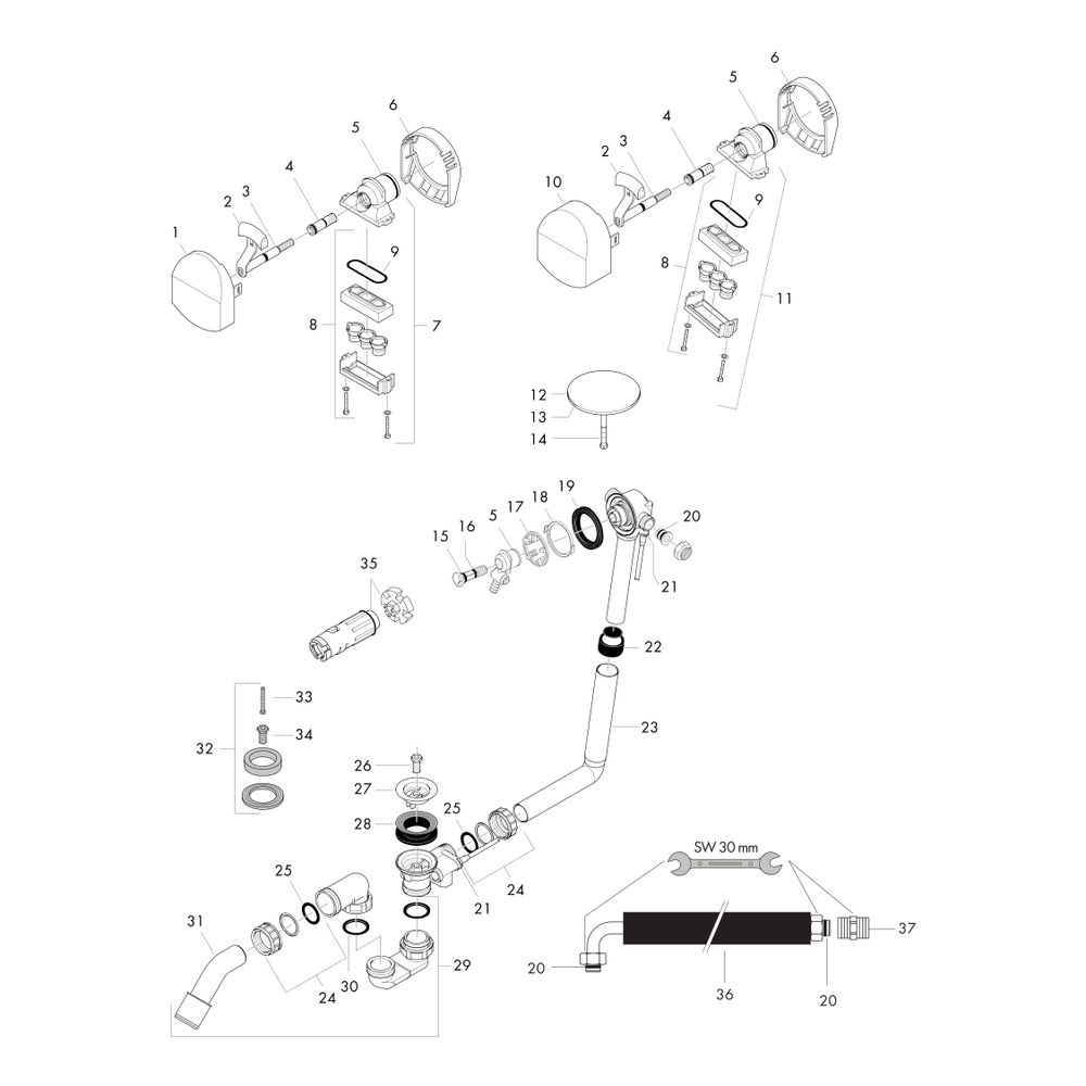 hansgrohe Exafill Komplettset Wanneneinlauf, Ablauf-, Überlaufgarnitur für Normalwa... HANSGROHE-58123000 4011097363363 (Abb. 2)