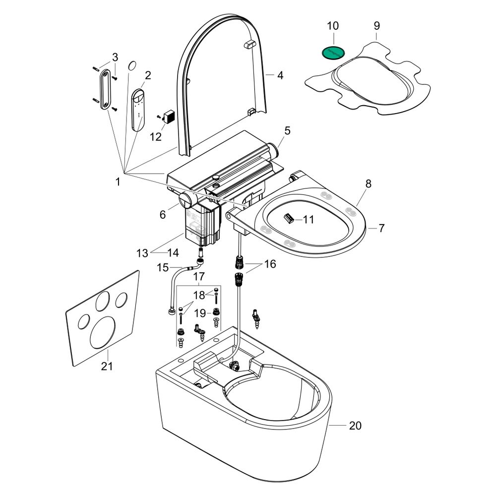 Hansgrohe LavaPura Element S Wand-Dusch-WC Set AquaHelix Flush, SmartClean, Hygiene... HANSGROHE-63021450 4059625686775 (Abb. 6)