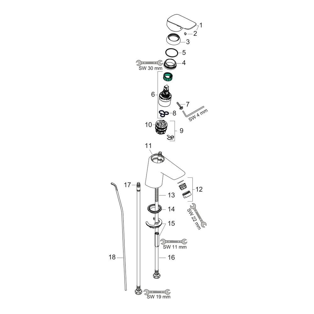hansgrohe Logis Einhebel-Waschtischmischer 70mm 5l/min Mattschwarz mit Zugstangen-G... HANSGROHE-71070670 4059625460511 (Abb. 3)
