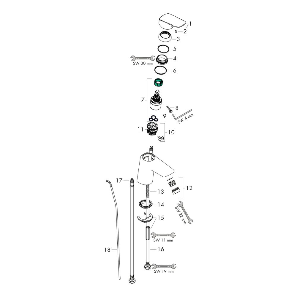 hansgrohe Logis Einhebel-Waschtischmischer 70mm 5l/min CoolStart, Mattschwarz mit Z... HANSGROHE-71072670 4059625460559 (Abb. 3)