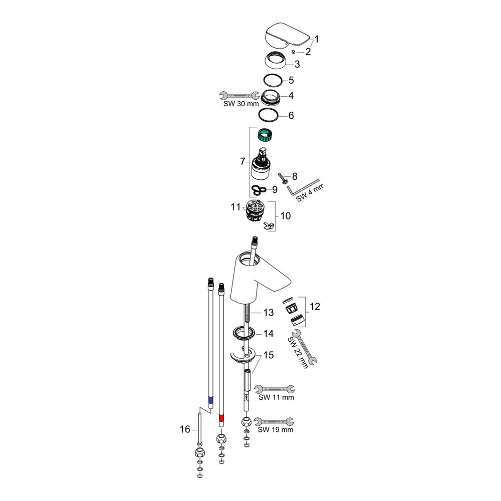 hansgrohe Logis Einhebel-Waschtischmischer 70mm 5l/min Chrom für Niederdruck/offene... HANSGROHE-71074000 4011097738673 (Abb. 3)