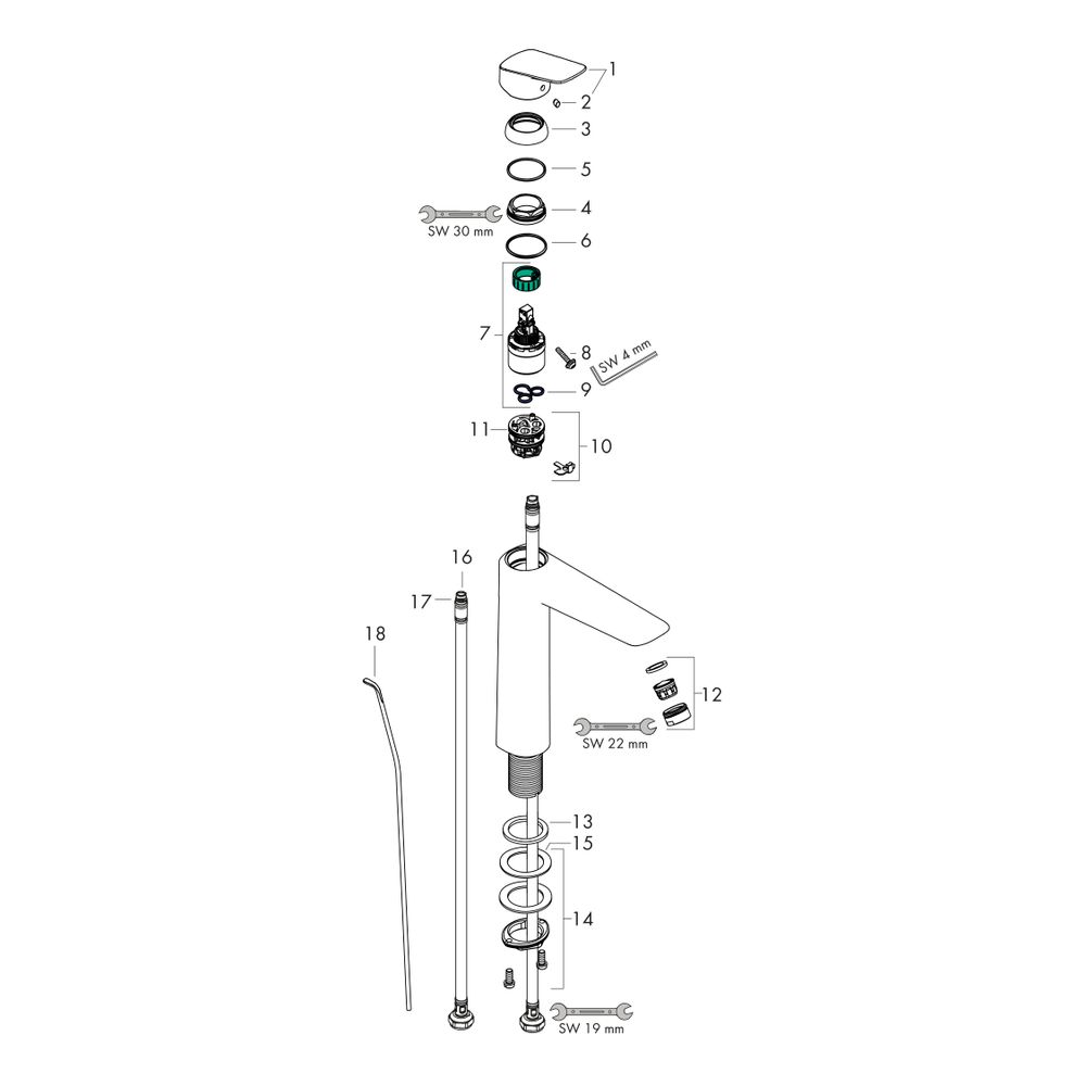 hansgrohe Logis Einhebel-Waschtischmischer 190mm 5l/min Chrom mit Zugstangen-Garnit... HANSGROHE-71090000 4011097738628 (Abb. 3)