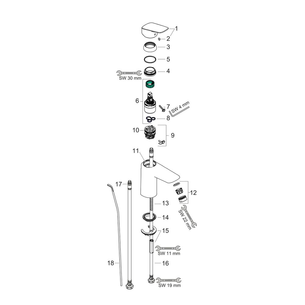 hansgrohe Logis Einhebel-Waschtischmischer 100mm, LowFlow 3,5l/min Chrom mit Zugsta... HANSGROHE-71104000 4011097753829 (Abb. 2)