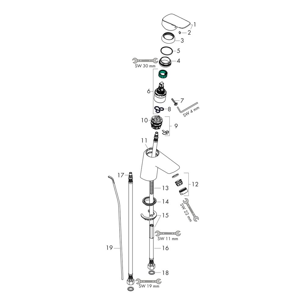 hansgrohe Logis Einhebel-Waschtischmischer 100mm 5l/min Chrom mit Metall-Zugstangen... HANSGROHE-71171000 4011097783482 (Abb. 3)