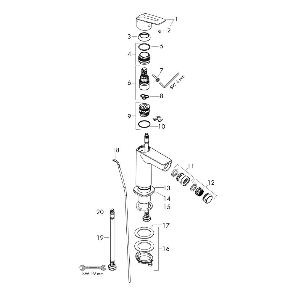 hansgrohe Logis Einhebel-Bidetmischer 110mm 5l/min Fine Chrom mit Zugstangen-Garnit... HANSGROHE-71201000 4059625395318 (Abb. 2)