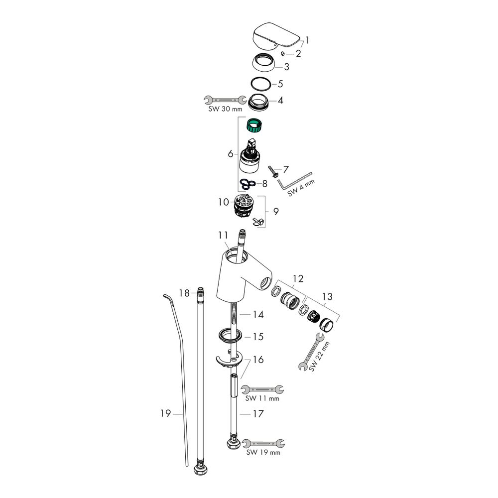 hansgrohe Logis Einhebel-Bidetmischer 70mm 7,2l/min Chrom mit Zugstangen-Garnitur... HANSGROHE-71204000 4011097753836 (Abb. 2)