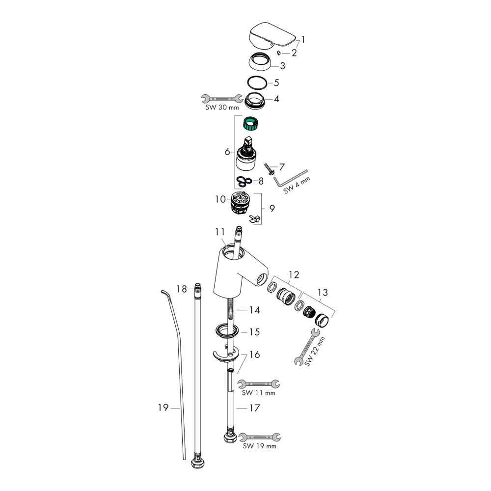 hansgrohe Logis Einhebel-Bidetmischer 70mm 7,2l/min Mattschwarz mit Zugstangen-Garn... HANSGROHE-71204670 4059625461648 (Abb. 2)