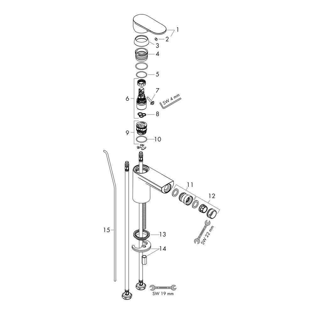 hansgrohe Vernis Blend Einhebel-Bidetmischer 5l/min mit Zugstangen-Garnitur, Chrom... HANSGROHE-71210000 4059625321461 (Abb. 2)