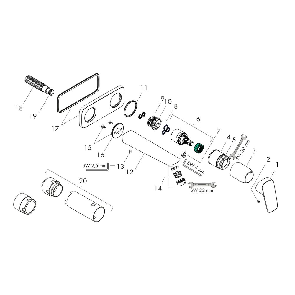hansgrohe Logis Einhebel-Waschtischmischer Unterputz 5l/min, Mattschwarz mit 195mm ... HANSGROHE-71220670 4059625470329 (Abb. 2)