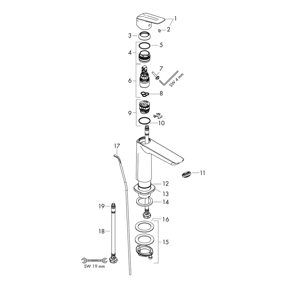 hansgrohe Logis Einhebel-Waschtischmischer 110mm 5l/min Fine, Mattschwarz mit Zugst... HANSGROHE-71251670 4059625462096 (Abb. 3)