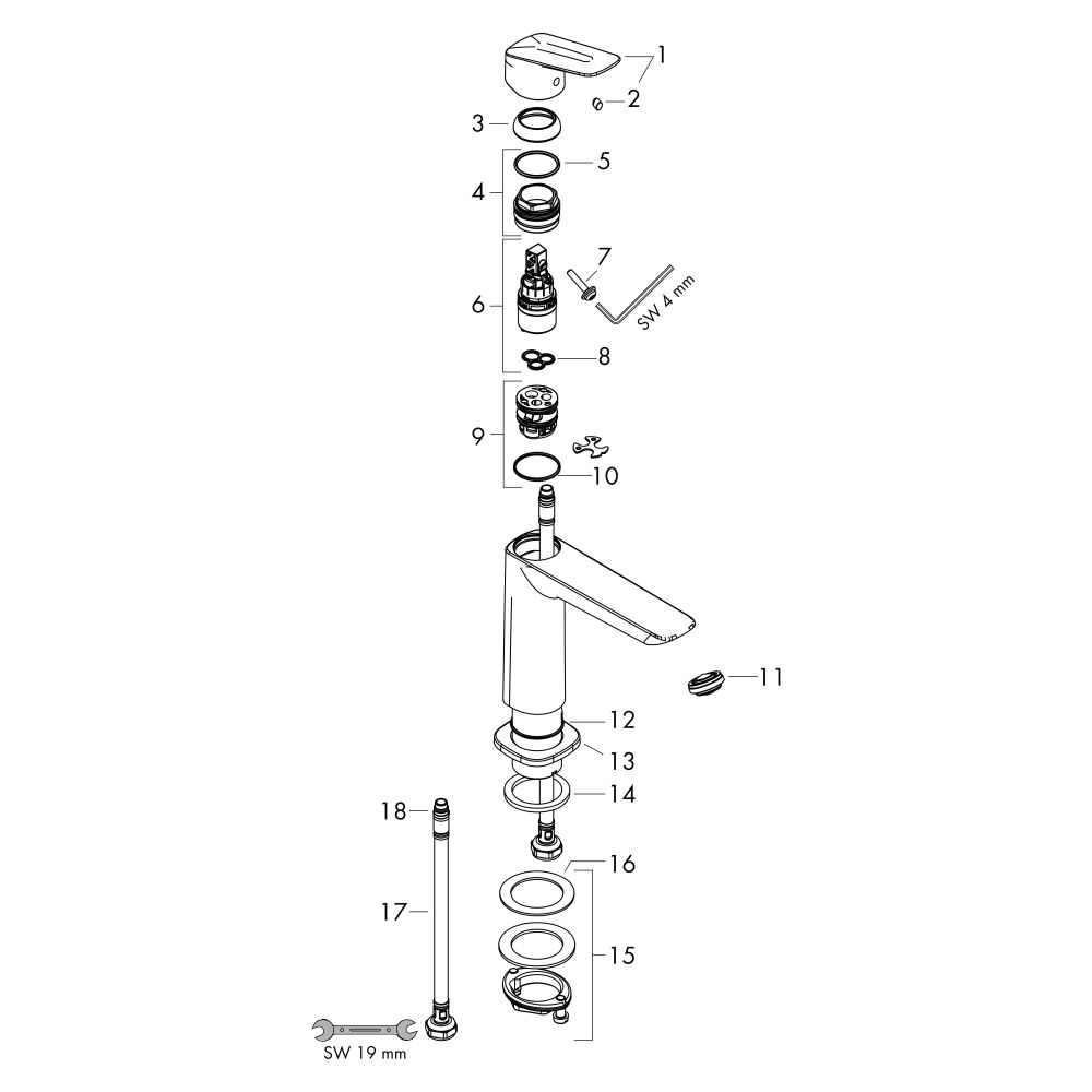 Hansgrohe Logis Einhebel-Waschtischmischer 110mm 5l/min Fine, Mattschwarz ohne Garn... HANSGROHE-71253670 4059625462133 (Abb. 3)