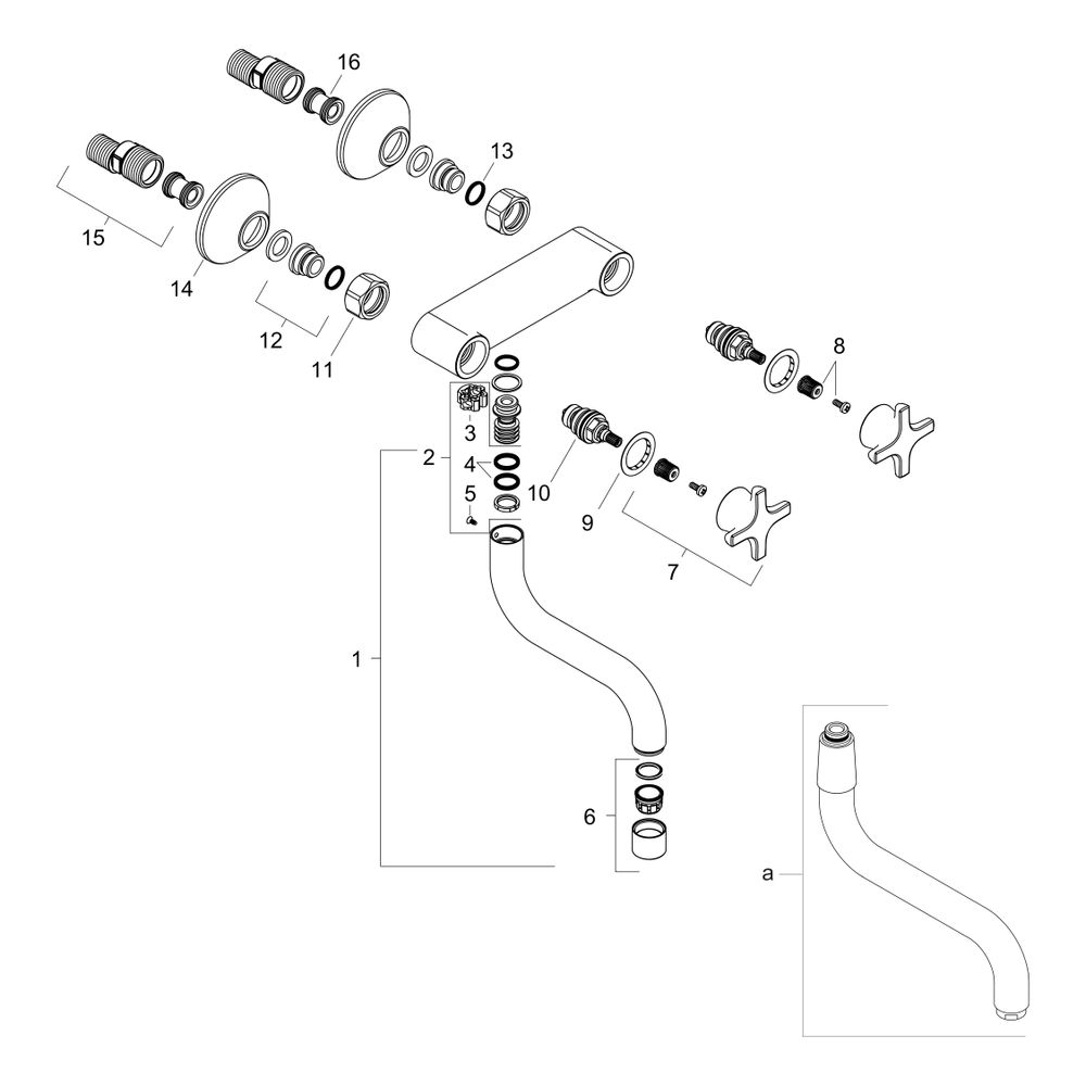 hansgrohe 2-Griff Spültischarmatur Logis M32 Wandmodell 1jet chrom... HANSGROHE-71287000 4011097754017 (Abb. 2)