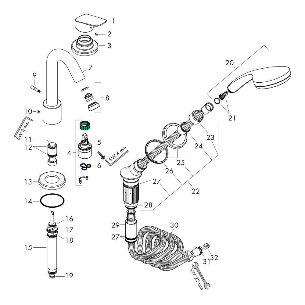hansgrohe Logis 3-Loch Einhebel-Wannenrandmischer für Secuflex, Chrom... HANSGROHE-71310000 4011097738338 (Abb. 2)
